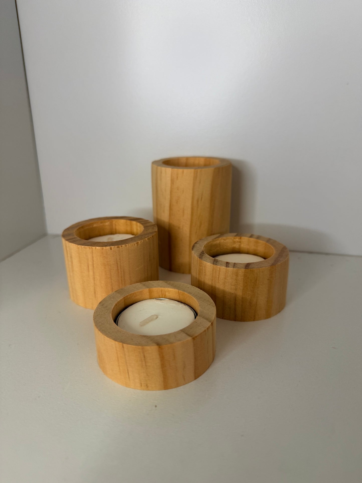 4 pcs Wooden Tea Light Candle Holders