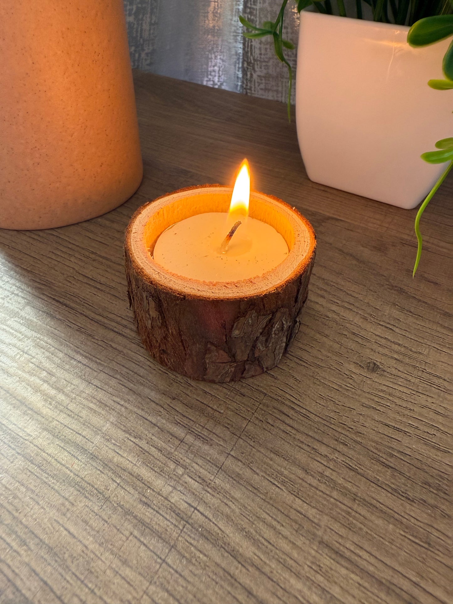 Set of 3 Small Tree Trunk Tea Light Candle Holders