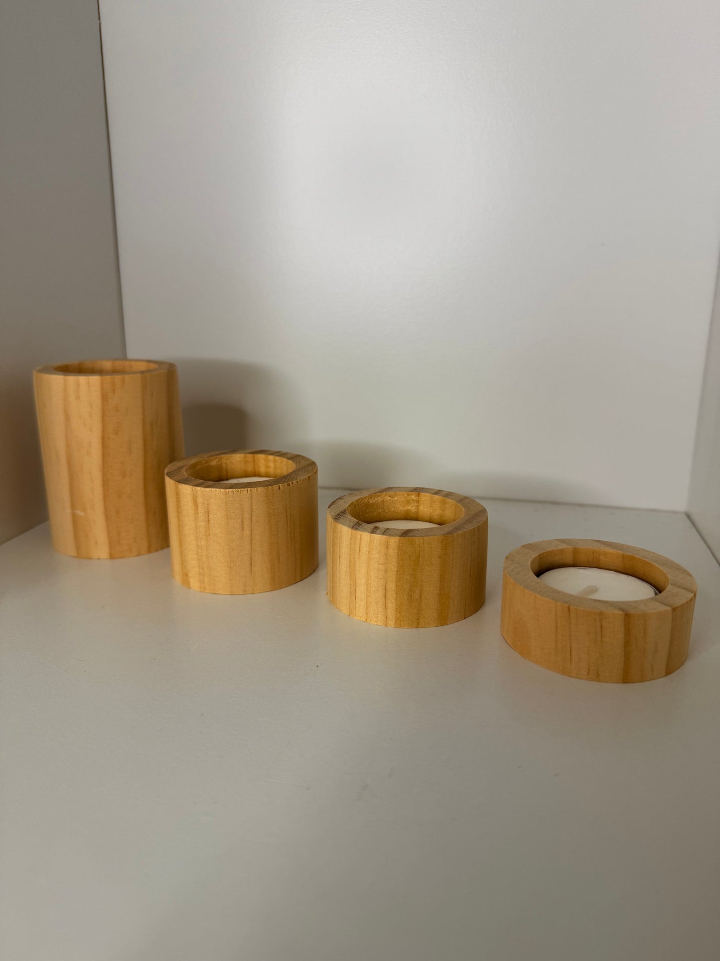 4 pcs Wooden Tea Light Candle Holders