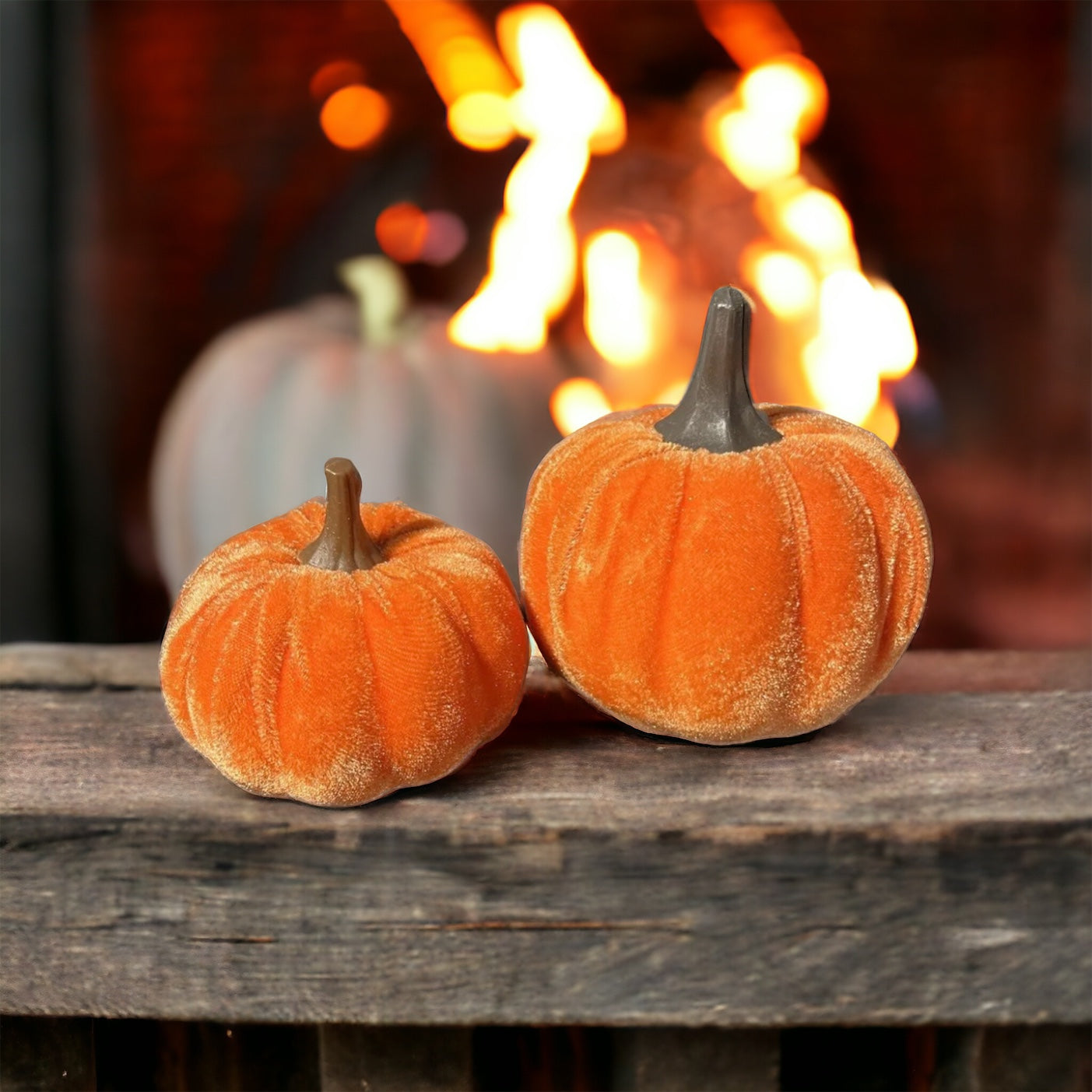 Set of 2 small velvet pumpkins