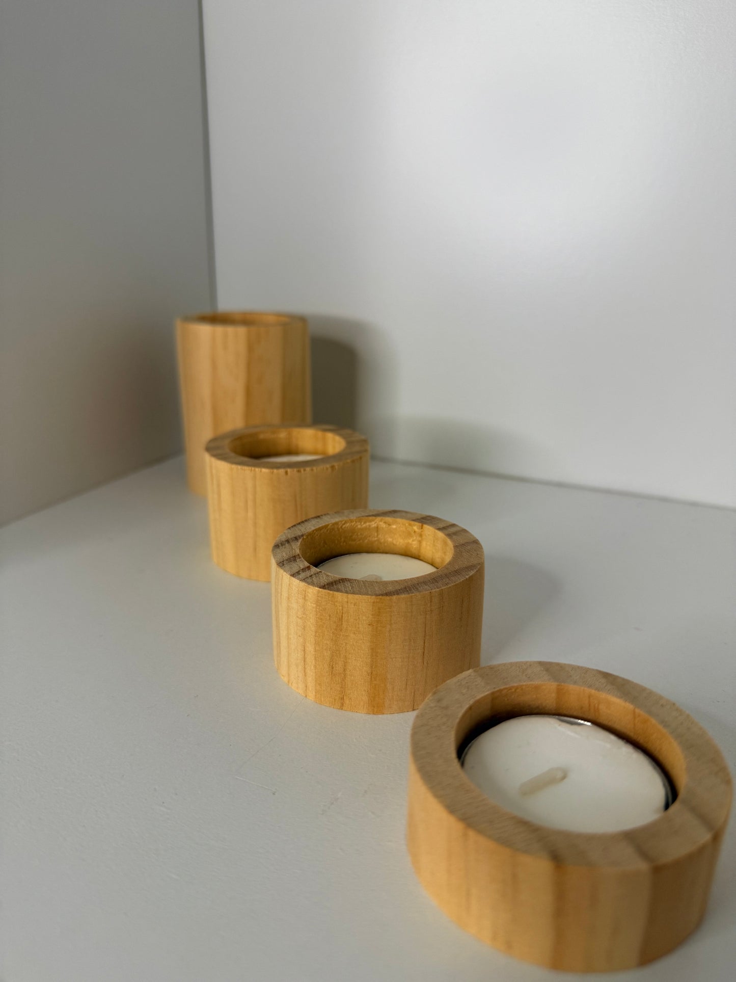 4 pcs Wooden Tea Light Candle Holders