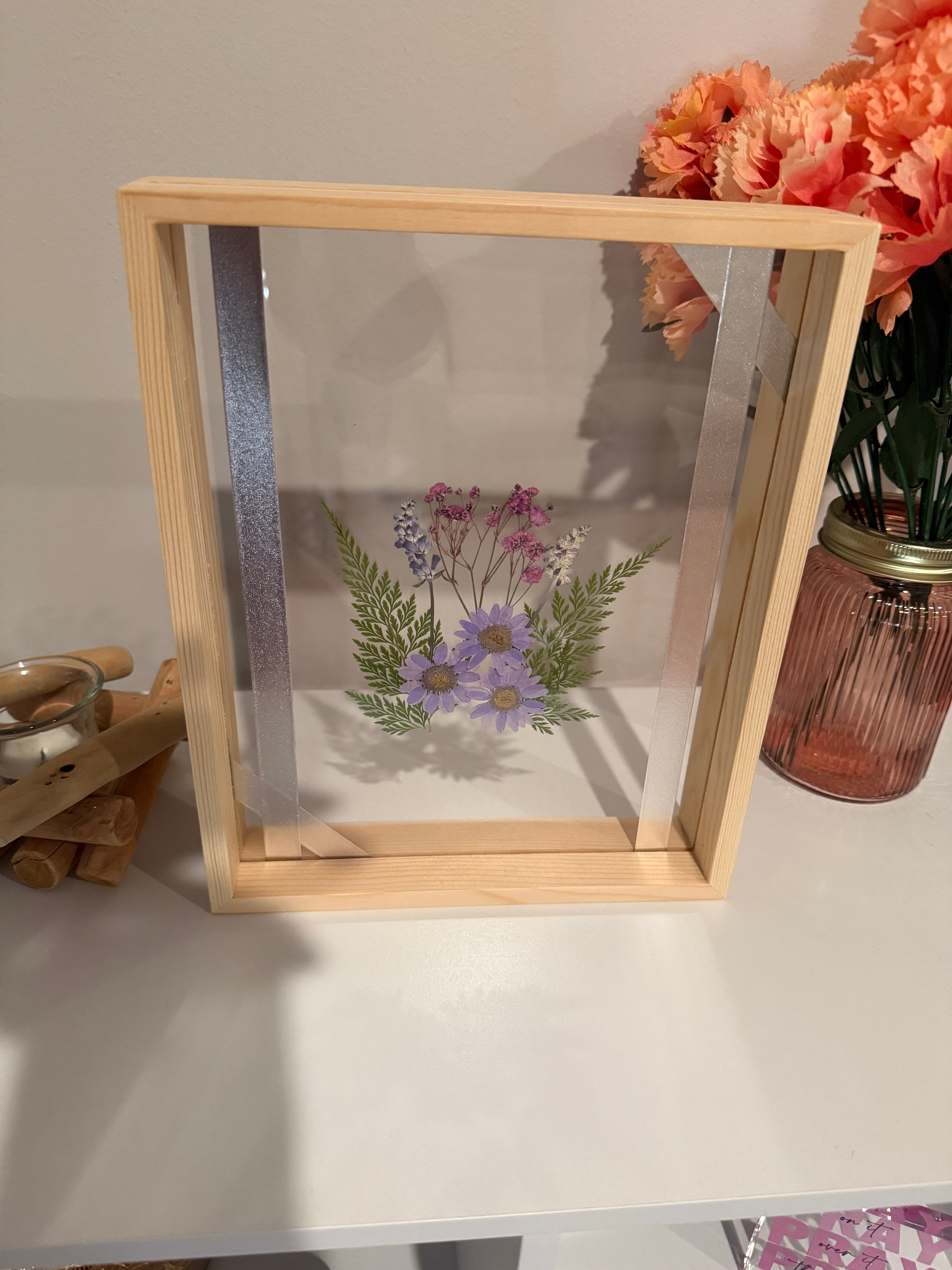 Natural Wood 8x10 Framed Flower Art