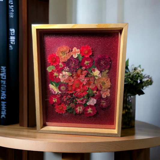 Sparkly red flower art