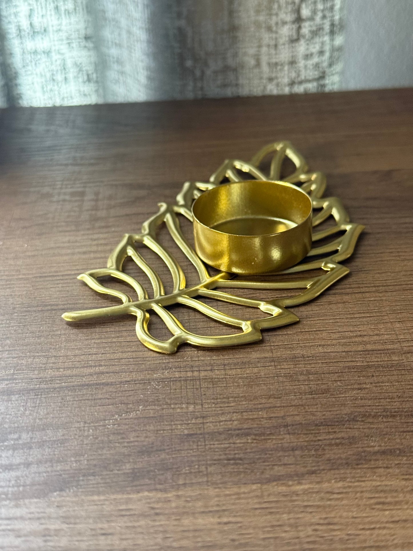 Golden Leaf Tea Light Candle Holder