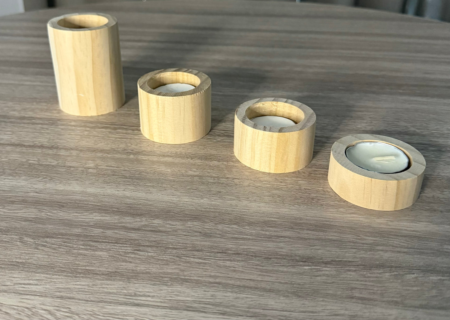 4 pcs Wooden Tea Light Candle Holders